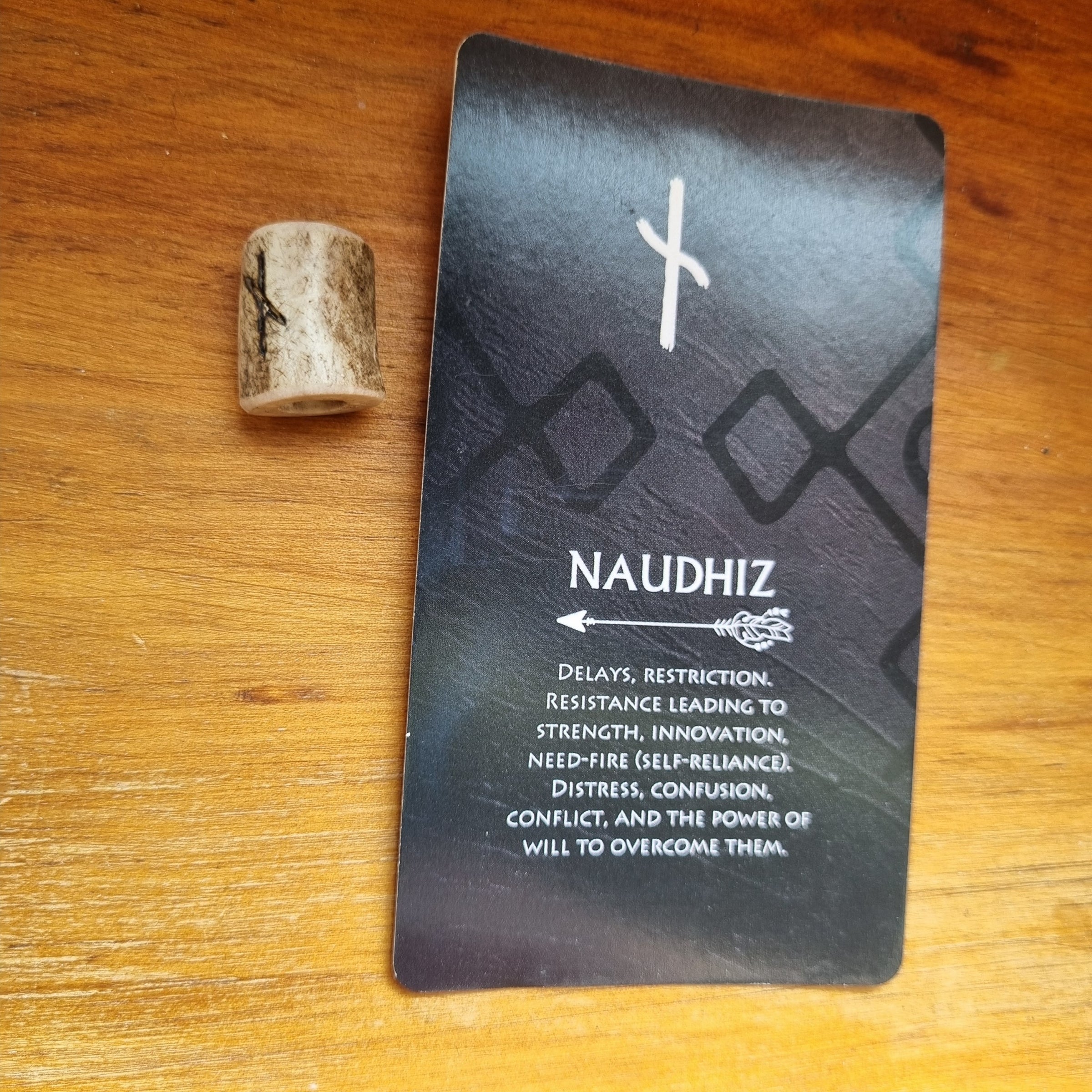 Handmade Naudhiz Rune Dread Bead Tasmanian Antler Need Fire Strength ...
